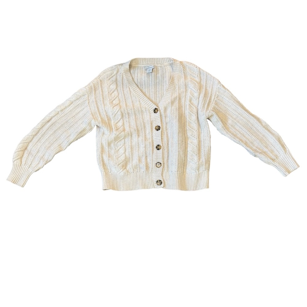 cupcakes and cashmere cream button down sweater size medium
